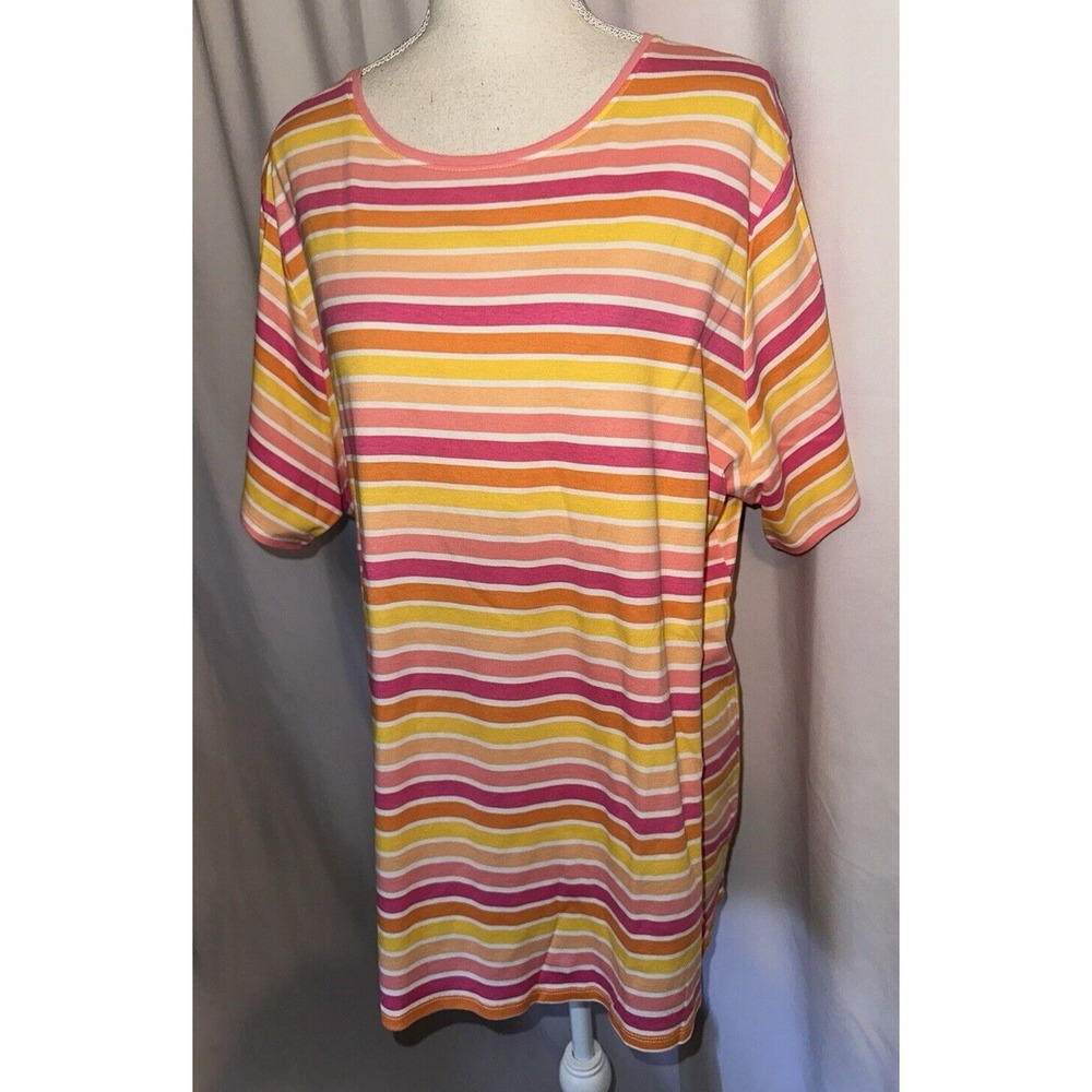 Croft and Barrow Classic Tee Women's 2X Striped Short Sleeve Round Neck